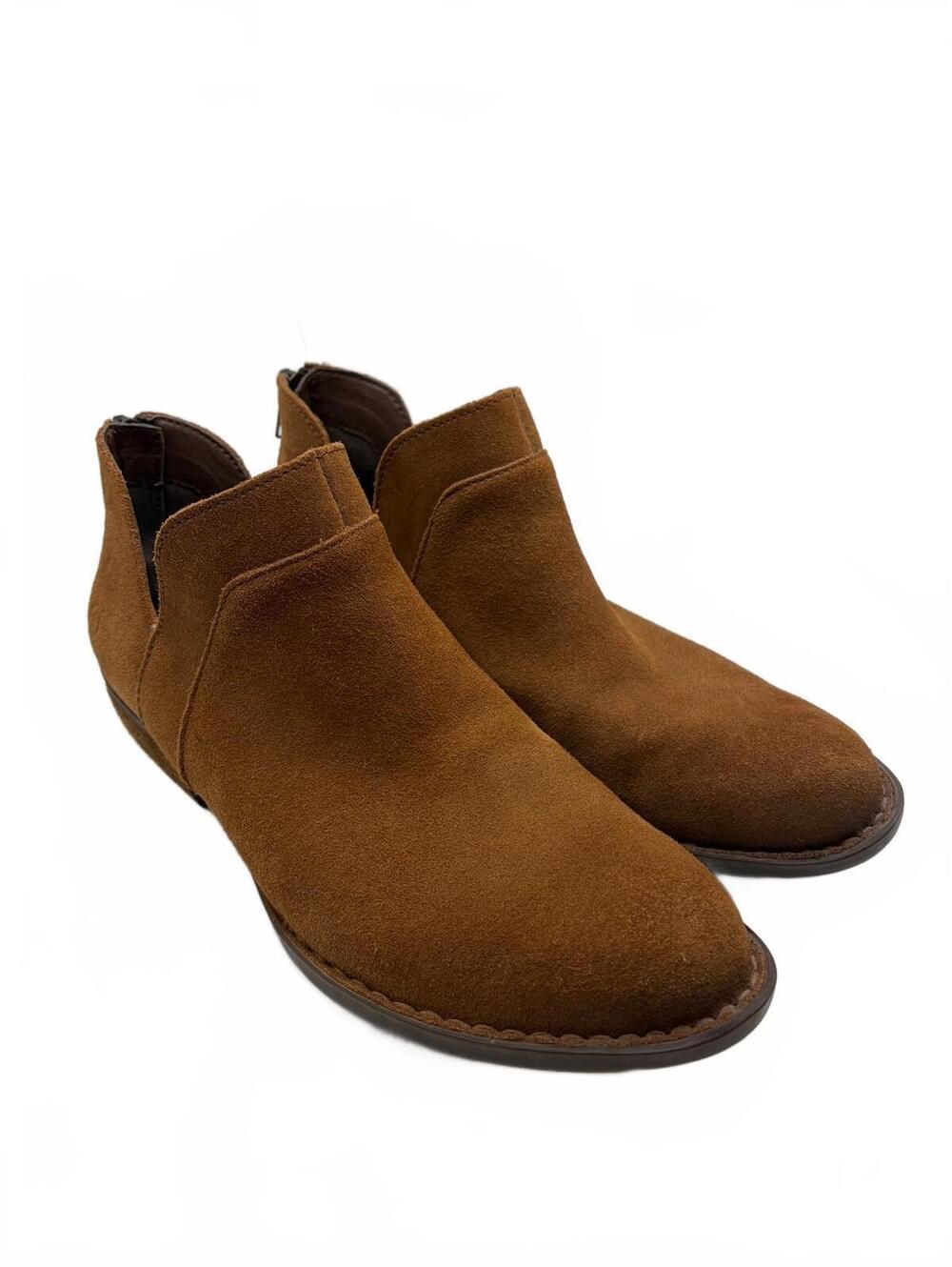 Born Brown Suede Ankle Boots Booties Side Zip Size 9.5 Boho Fall Comfort Earthy